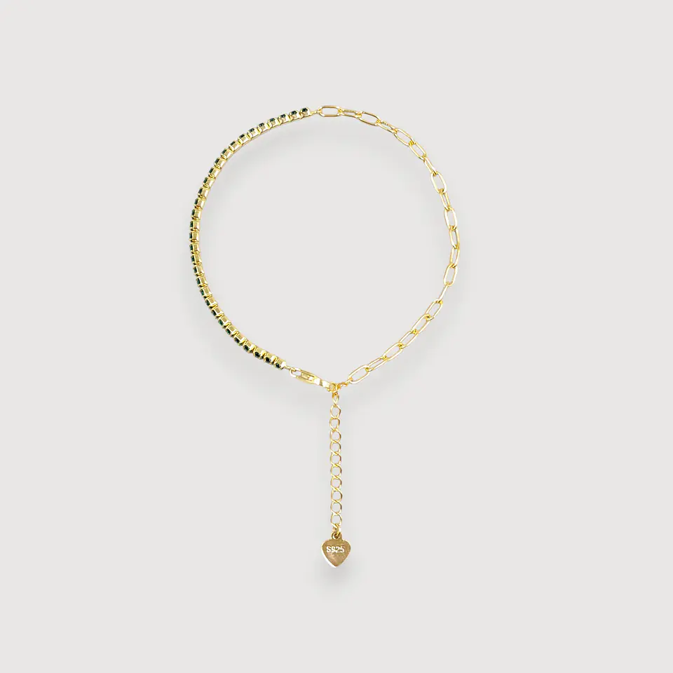 Pulsera Dúo Verde | Plata 925 baño de oro 18k 1