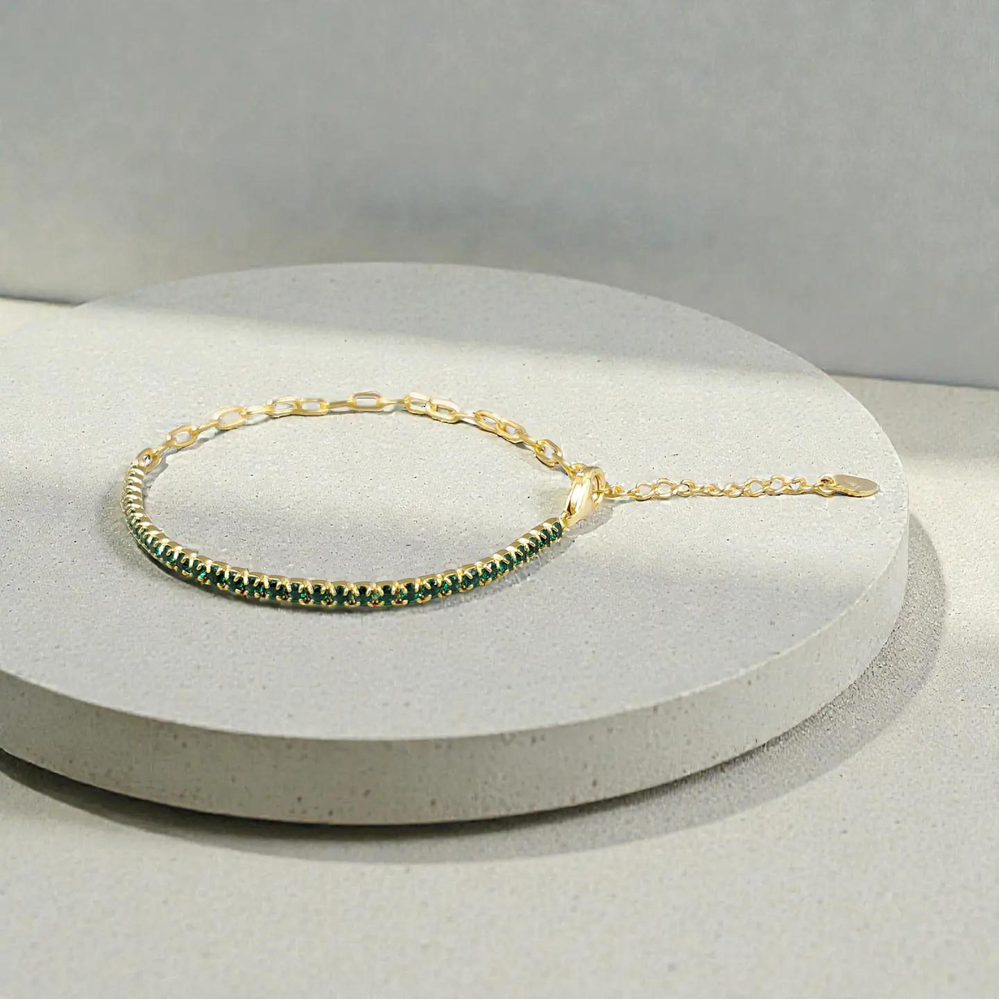 Pulsera Dúo Verde | Plata 925 baño de oro 18k 5