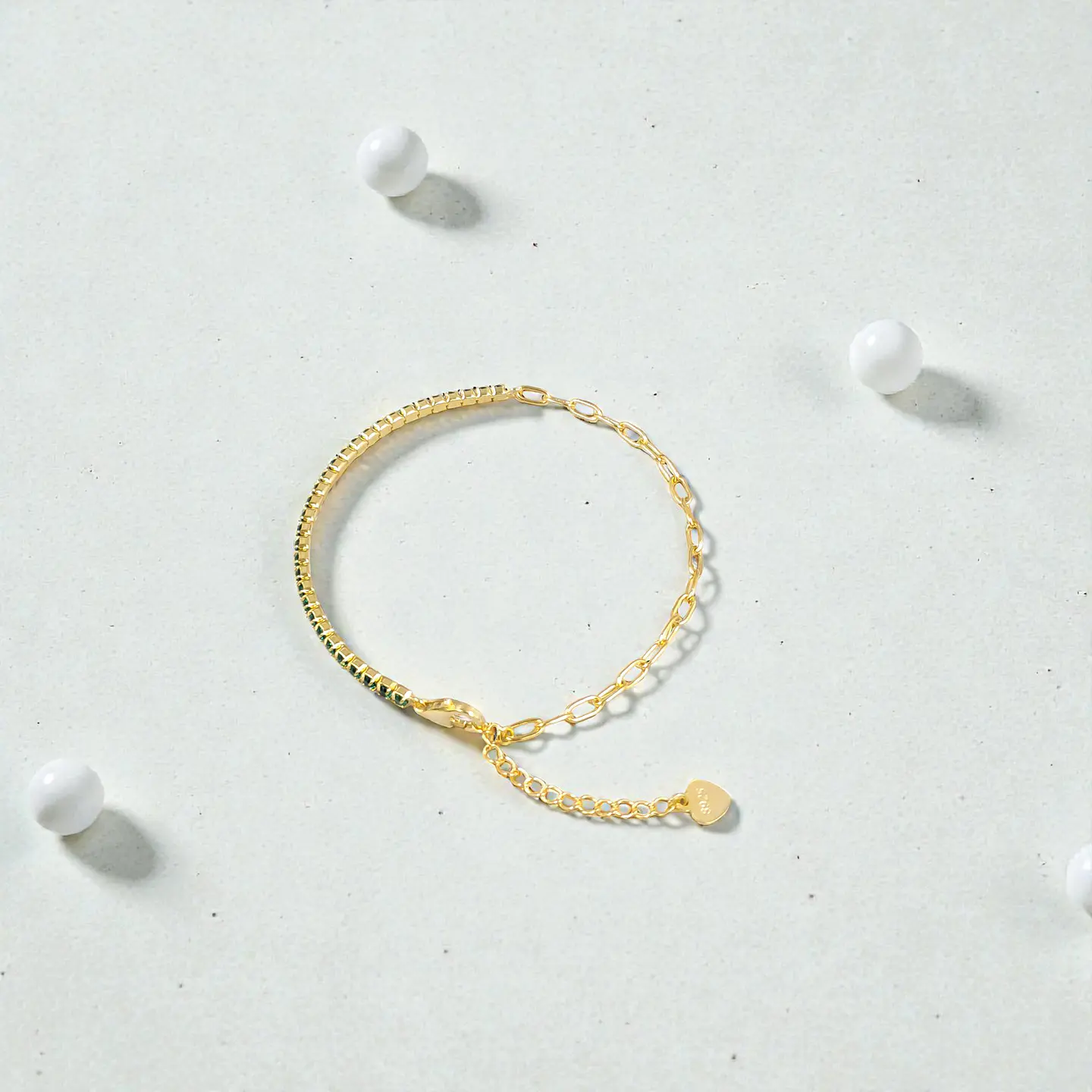 Pulsera Dúo Verde | Plata 925 baño de oro 18k 2