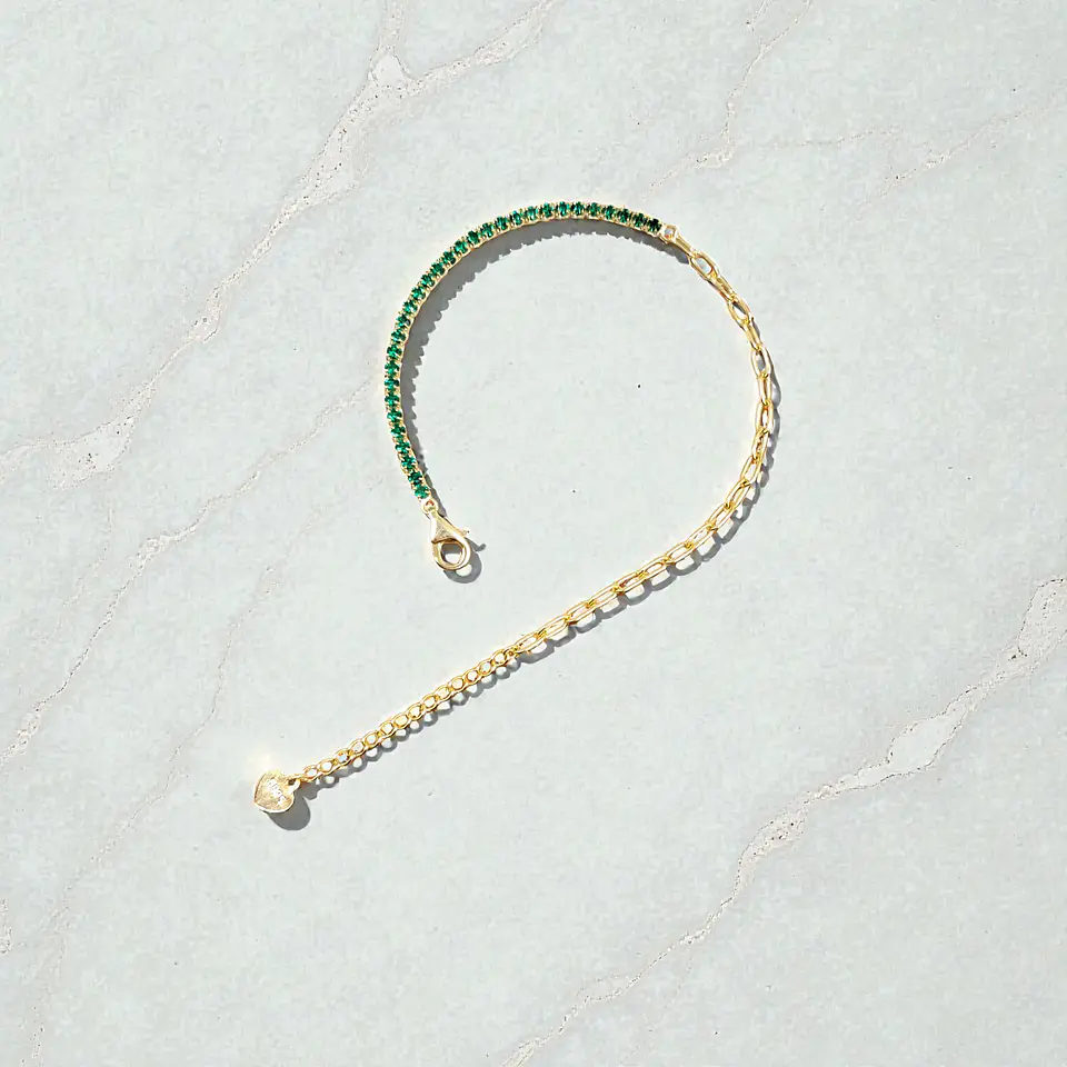 Pulsera Dúo Verde | Plata 925 baño de oro 18k 4