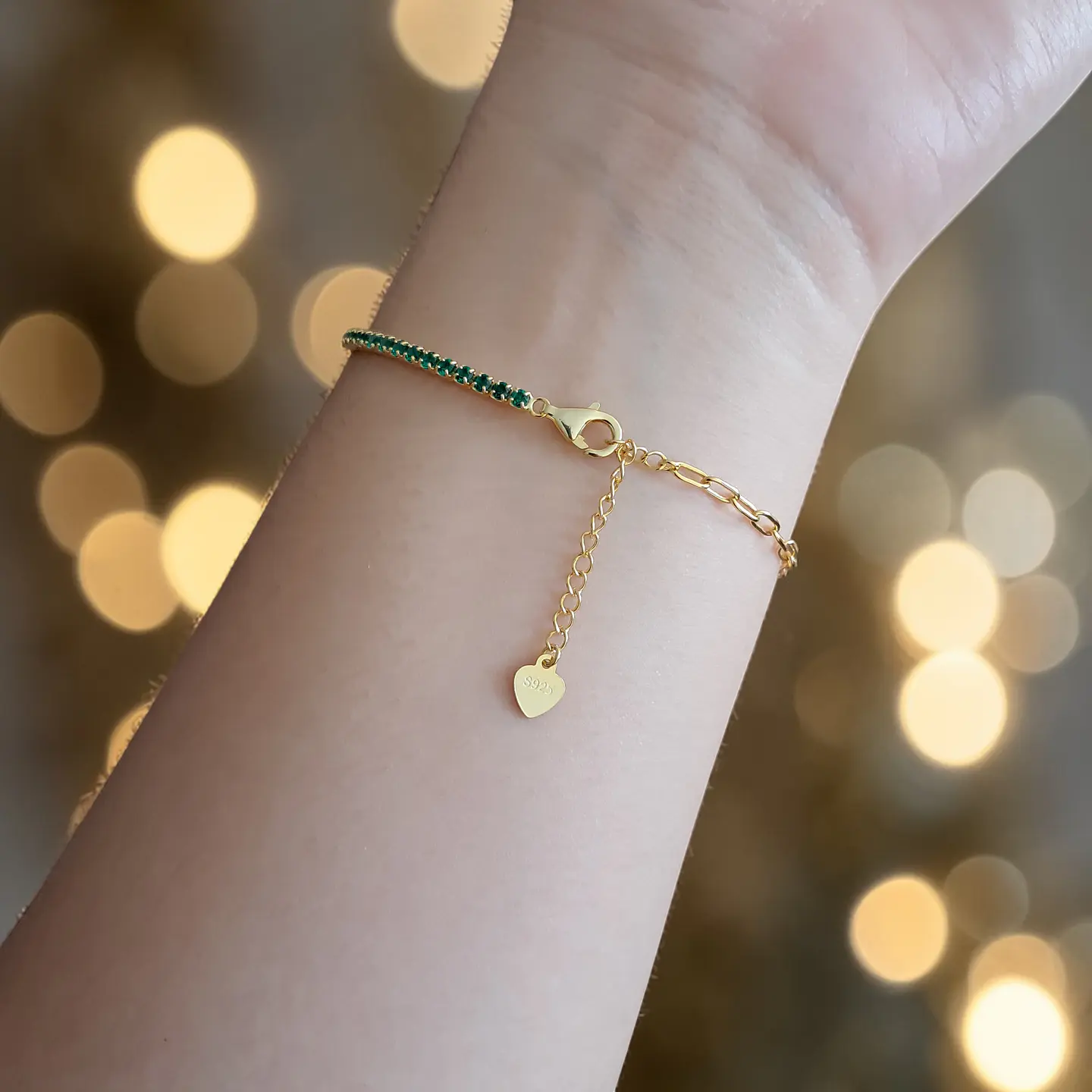 Pulsera Dúo Verde | Plata 925 baño de oro 18k 7