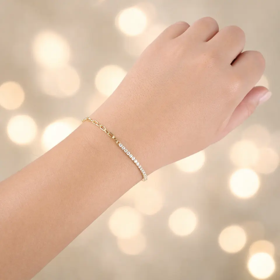 Pulsera Dúo Blanca | Plata 925 baño de oro 18k 6