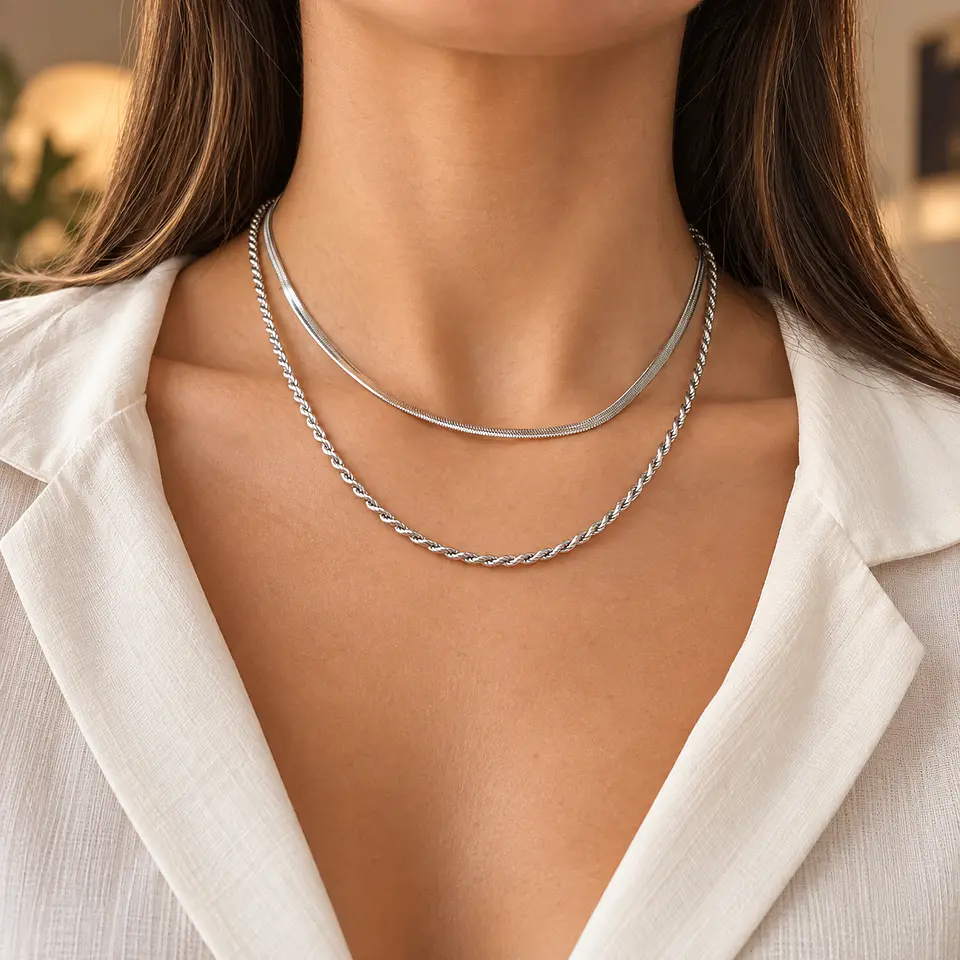 Collar Duetto Plateado 2