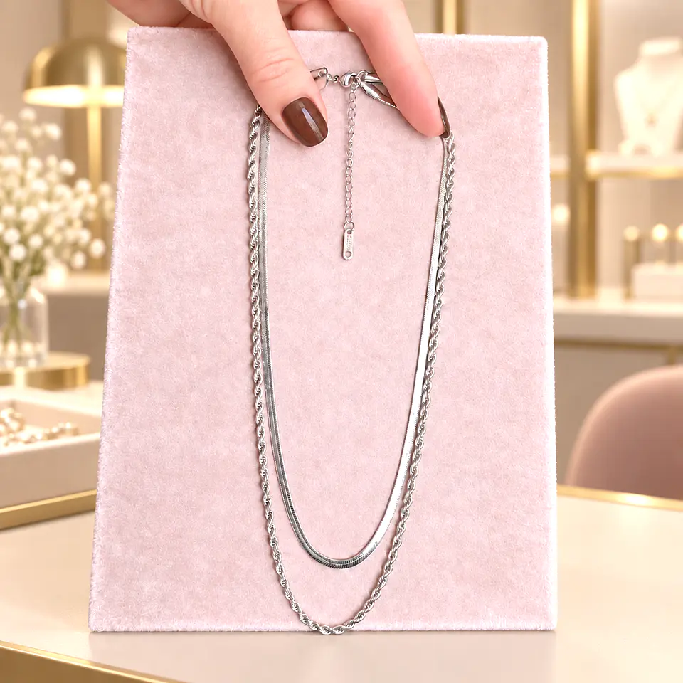 Collar Duetto Plateado 4