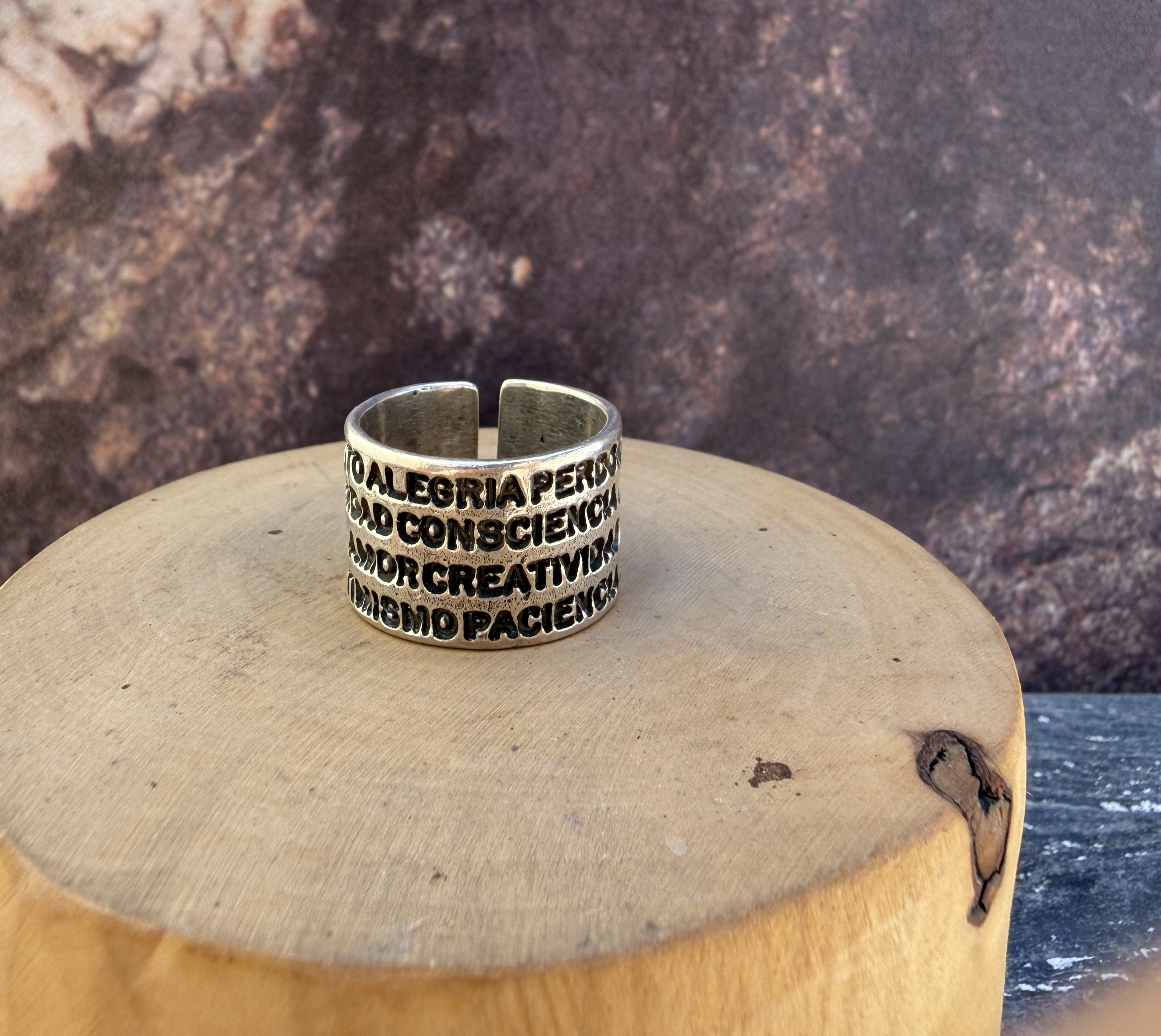 Anillo con 16 Palabras positivas de plata 950  1
