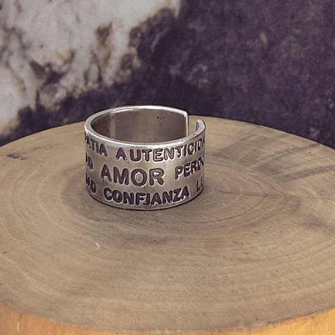 Anillo con 12 Palabras positivas de plata 950
