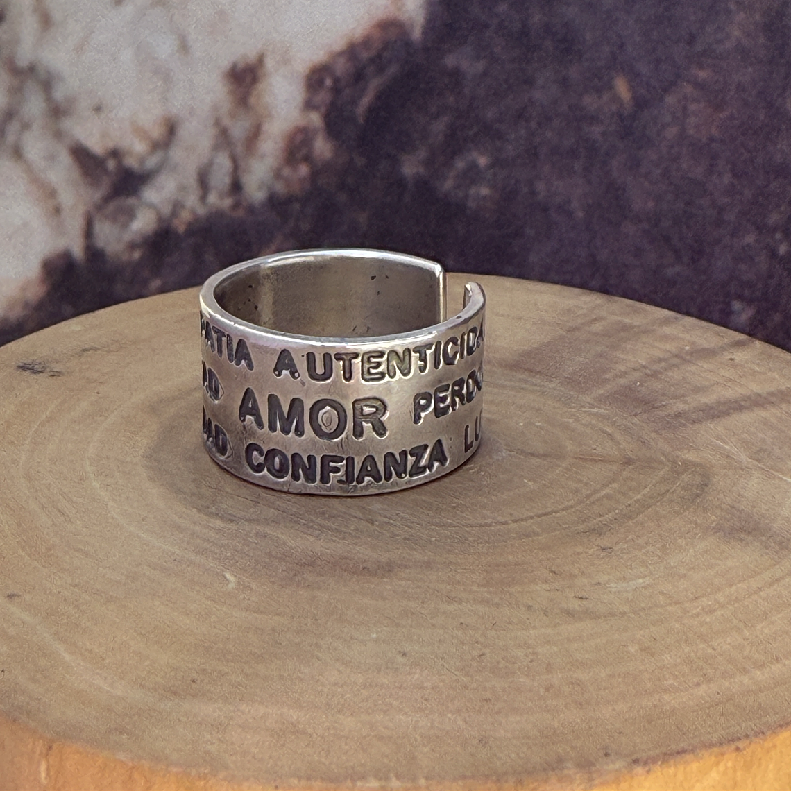 Anillo con 12 Palabras positivas de plata 950 1