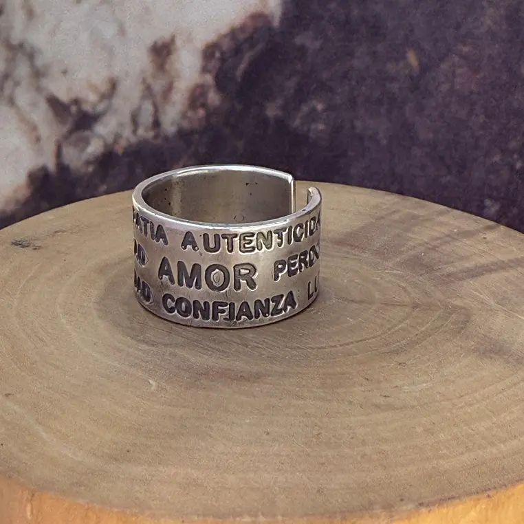 Anillo con 12 Palabras positivas de plata 950 1