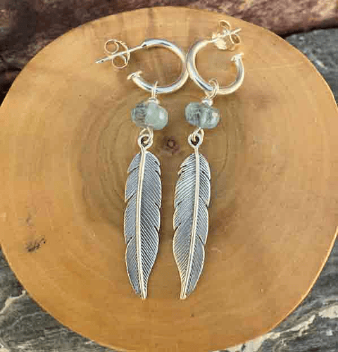 Aros Argollas y Plumas de Plata 950 con Piedras