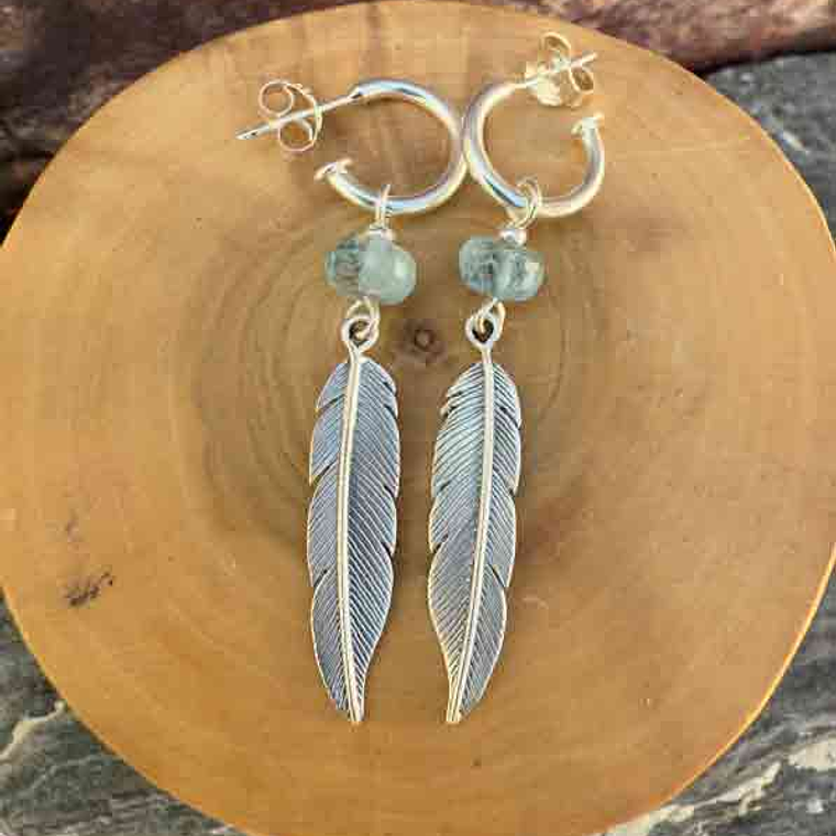 Aros Argollas y Plumas de Plata 950 con Piedras 1