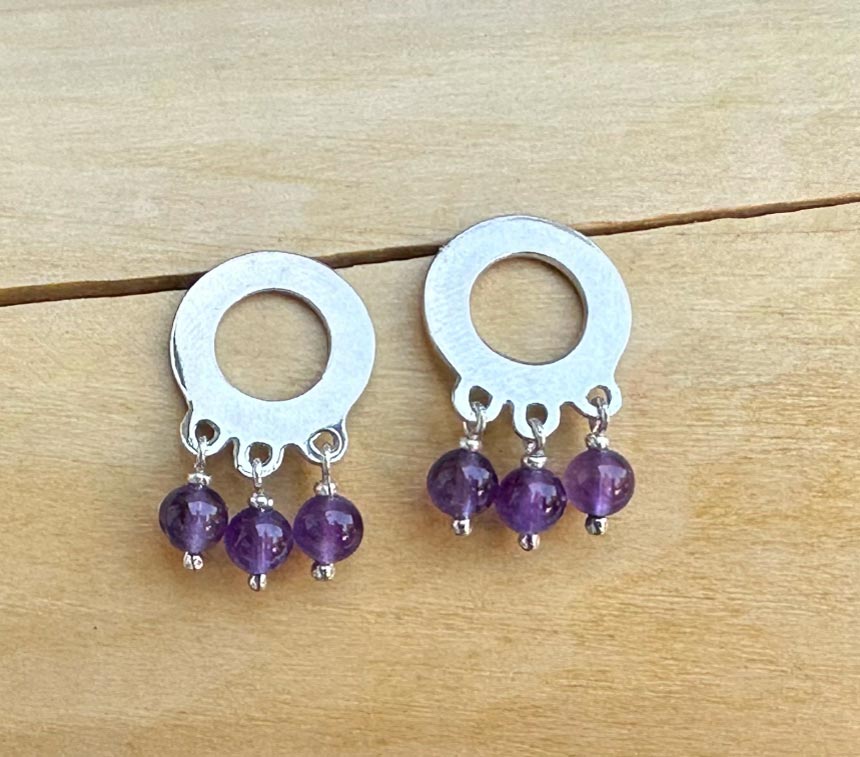 Aros Círculo de Plata 950 con 3 Piedras  1