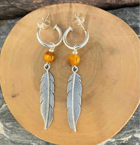 Aros Argollas y Plumas de Plata 950 con Piedras