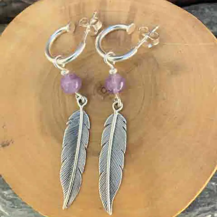 Aros con  Plumas de Plata 950 y Piedras 2