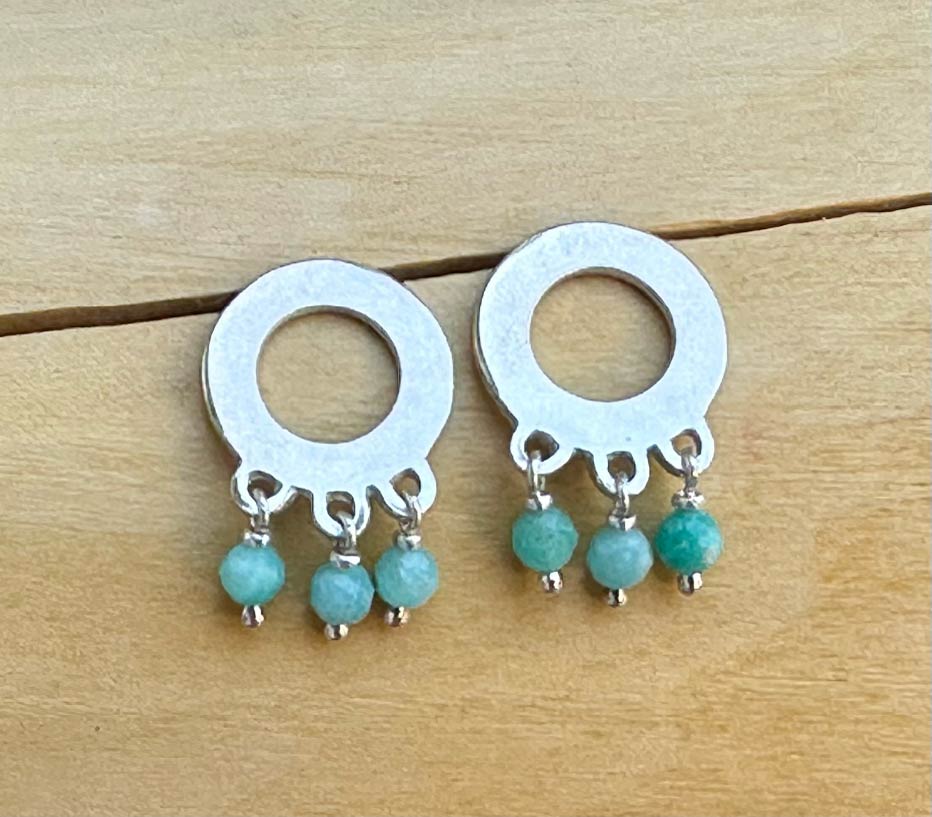 Aros Círculo de Plata 950 con 3 Piedras  2