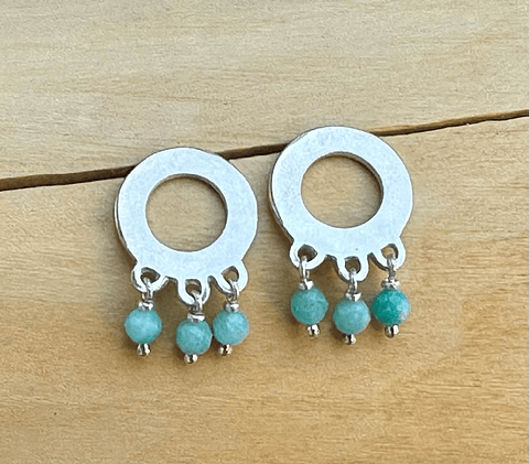 Aros Círculo de Plata 950 con 3 Piedras 