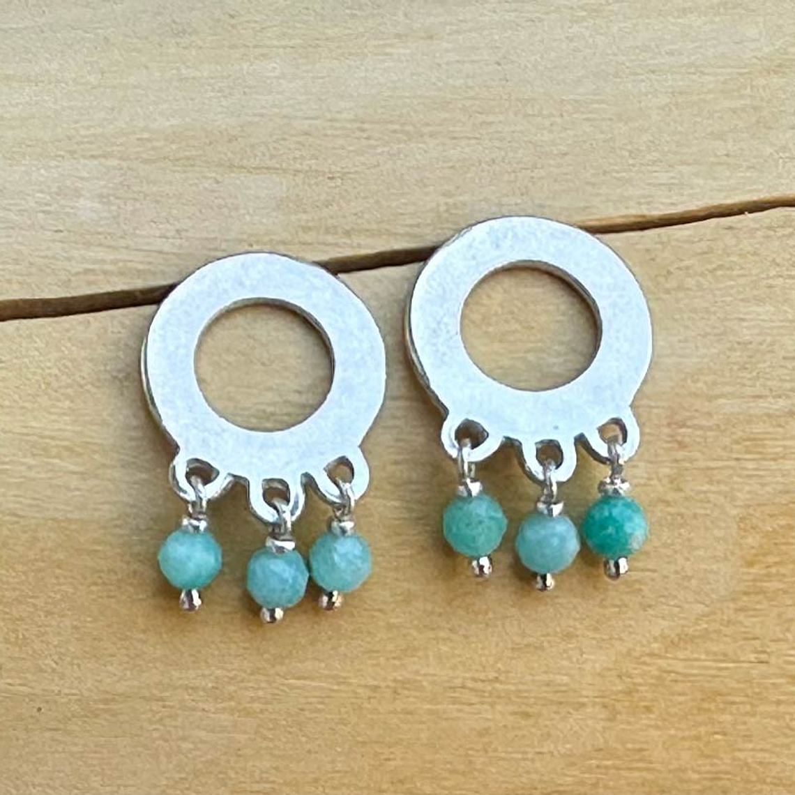 Aros Círculo de Plata 950 con 3 Piedras  2