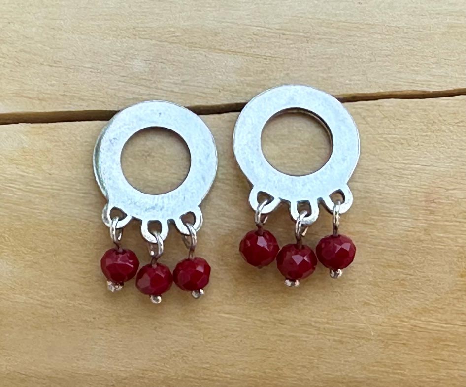 Aros Círculo de Plata 950 con 3 Piedras  3