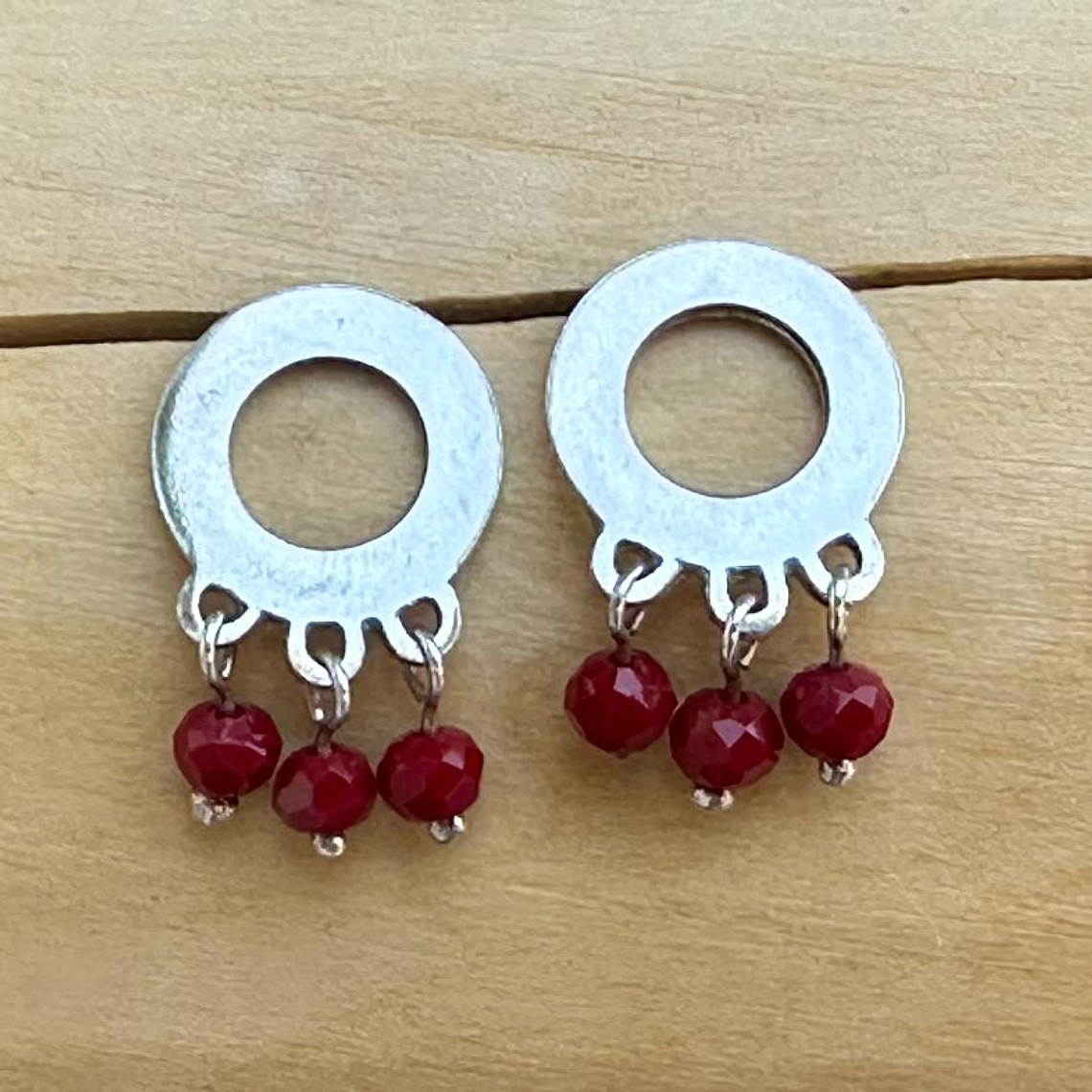 Aros Círculo de Plata 950 con 3 Piedras  3