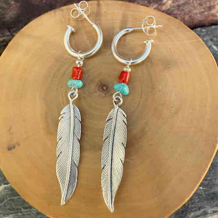 Aros Argollas y Plumas de Plata 950 con Piedras 5