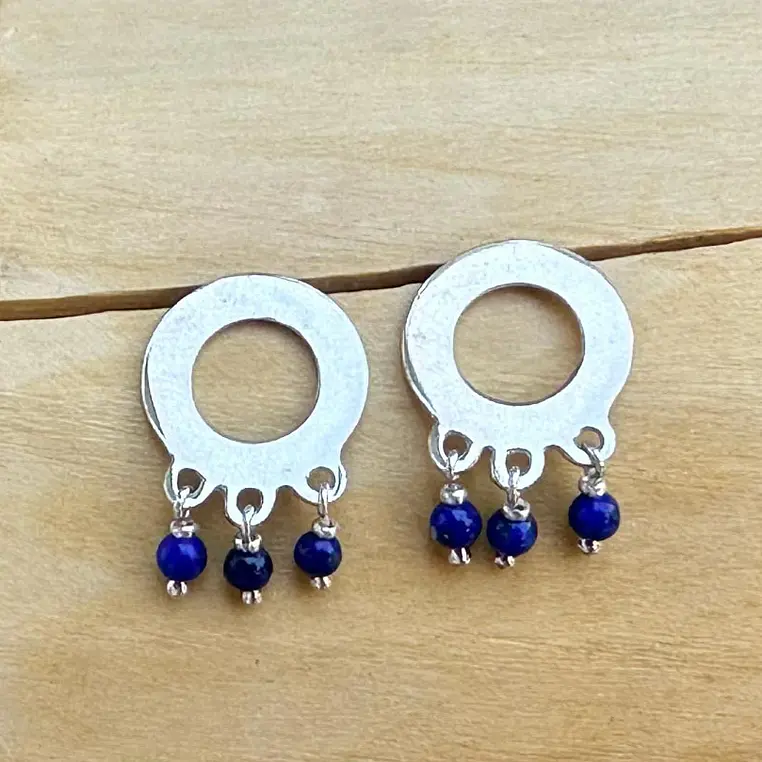 Aros Círculo  con 3 Piedras de Plata 950  4