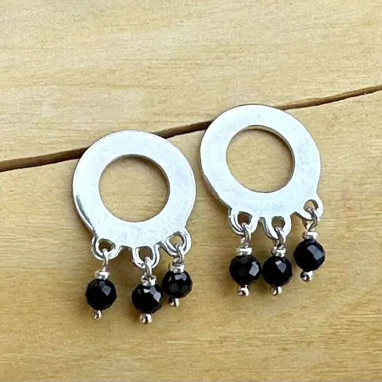 Aros Círculo  con 3 Piedras de Plata 950  5