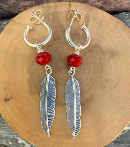 Aros Argollas y Plumas de Plata 950 con Piedras 5