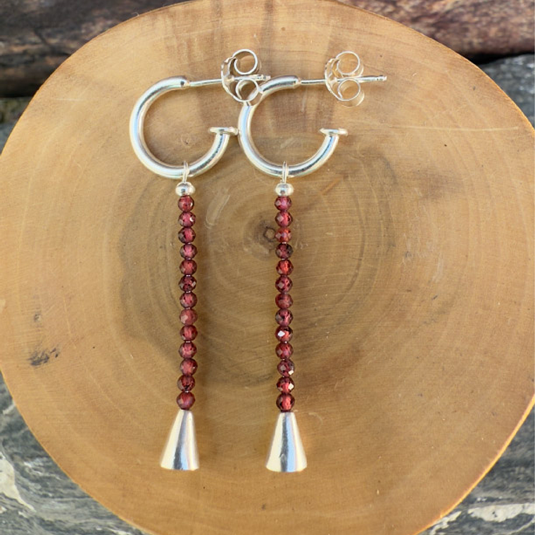 Aros Campanita con Alambre Plata 950 y Mostacillas de Piedra 8