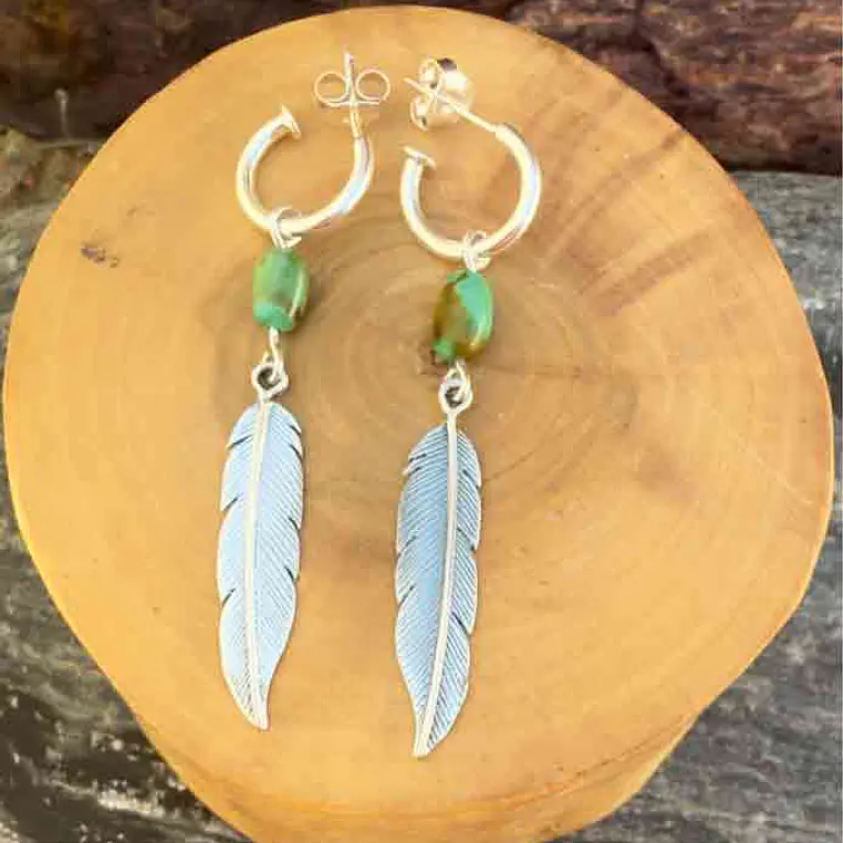 Aros con  Plumas de Plata 950 y Piedras 7