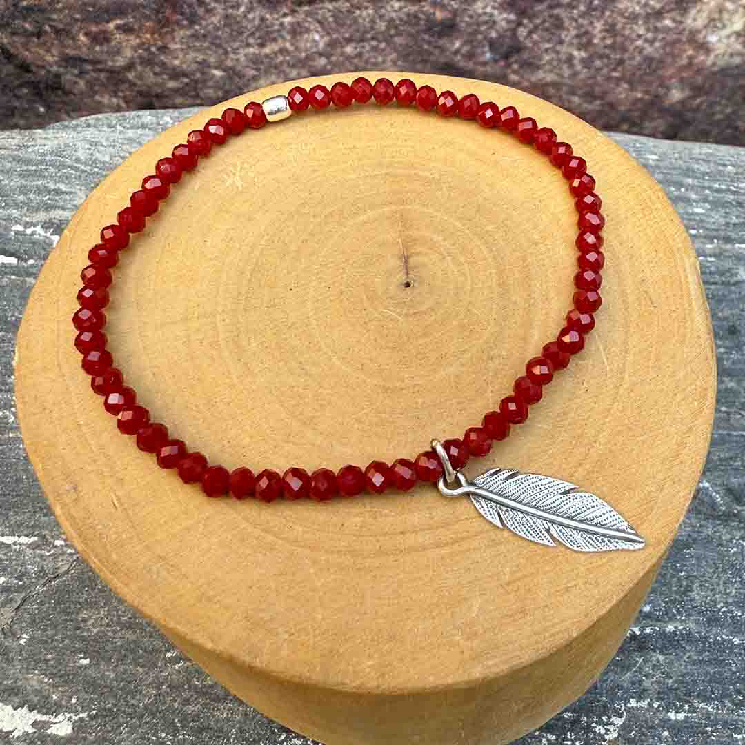 Pulsera elástica Pluma de Plata 950 y Piedras 1