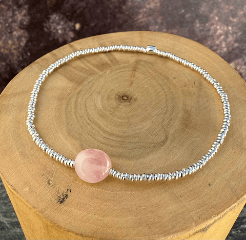 Pulsera Elástica con Mostacillas de Plata 1000 y Piedras