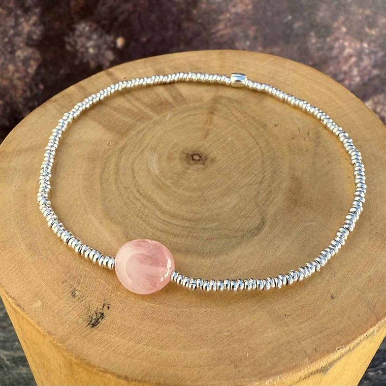 Pulsera Elástica con Mostacillas de Plata 1000 y Piedras 1