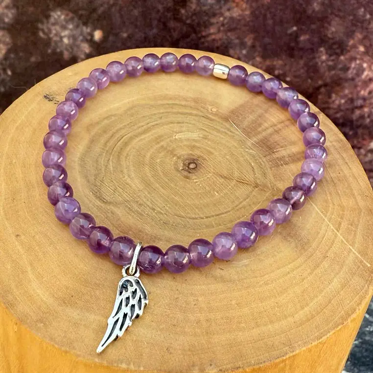 Pulsera elástica Alita de plata 950 con mostacillas de piedras 1