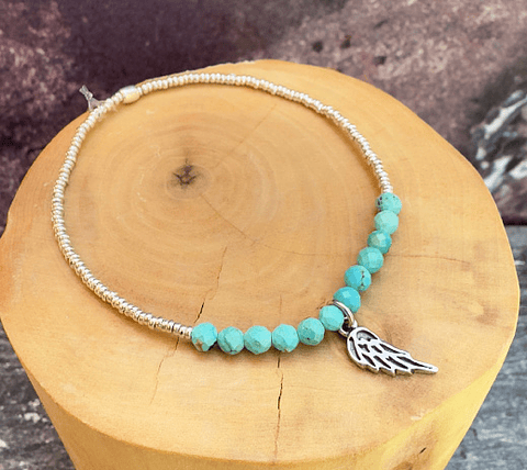 Pulsera Elástica Alita Plata 950 con Mostacillas Plata 1000