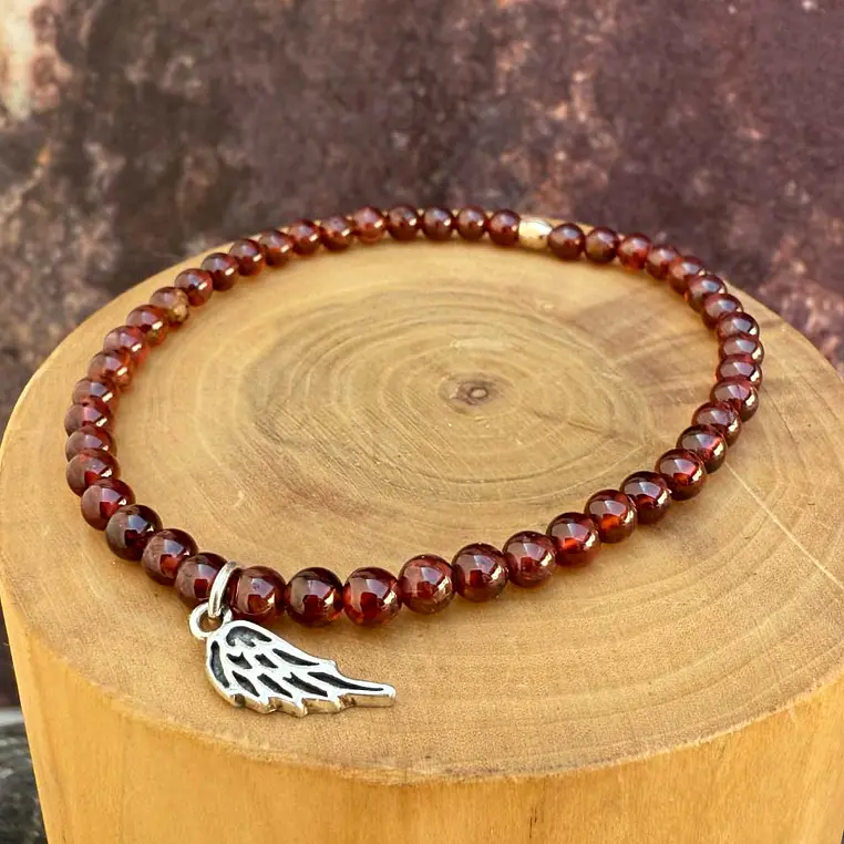 Pulsera elástica Alita de plata 950 con mostacillas de piedras 2
