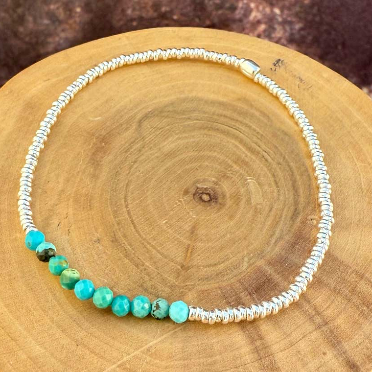 Pulsera Elástica con Mostacillas de Plata 1000 y Piedras 4