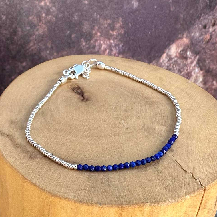 Pulsera con Broche Ajustable, Mostacillas de Plata 1000 y Piedras 4