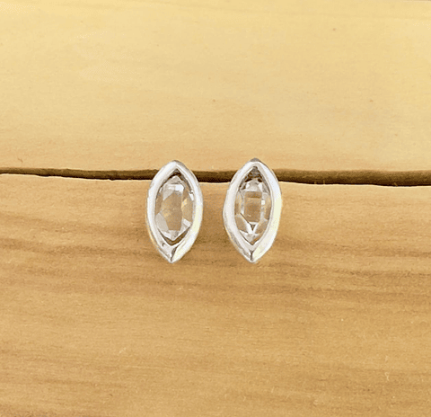 Aros Ojiva 1cm Vástago con Cuarzo Diamante o Herkimer