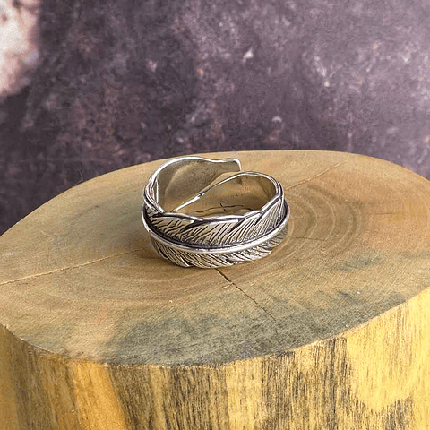 Anillo Pluma Ajustable de Plata 950