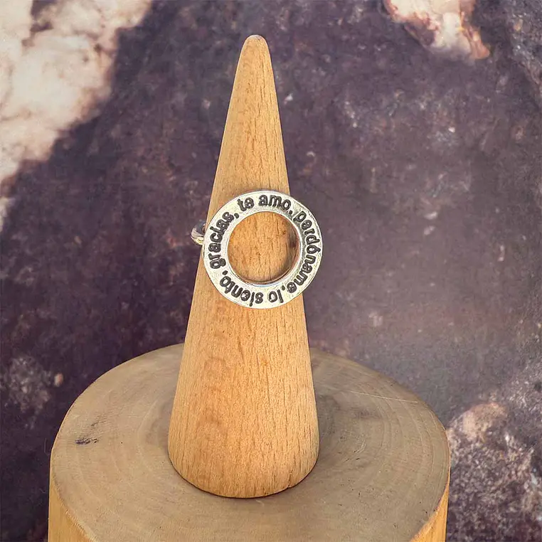 Anillo Ho'oponopono Círculo Ajustable de Plata 950 2