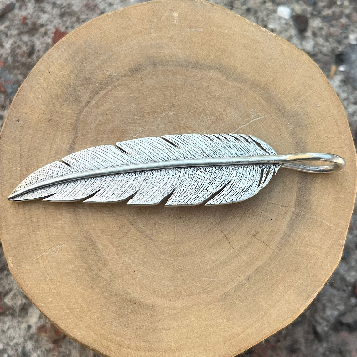 Medalla Pluma Grande Puntuda de Plata 950 1