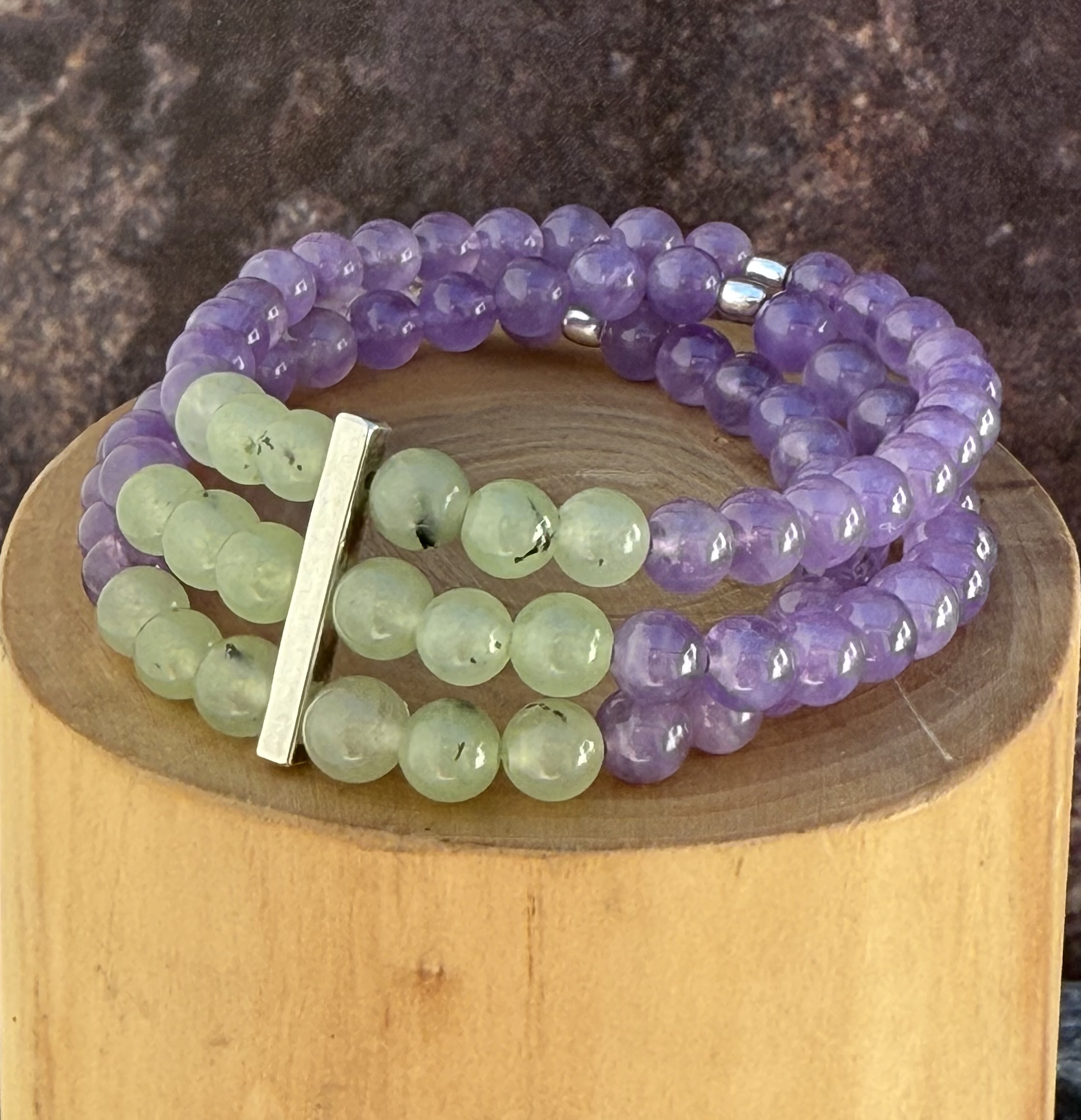 Pulsera elástica de 3 corridas de piedras de 6mm  1