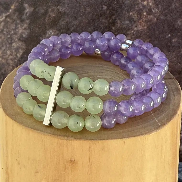 Pulsera elástica de 3 corridas de piedras de 6mm  1