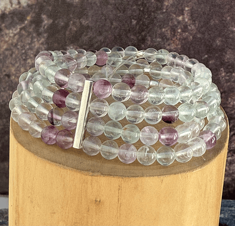 Pulsera Elástica de 4 Hileras de Piedras de 6mm Fluorita