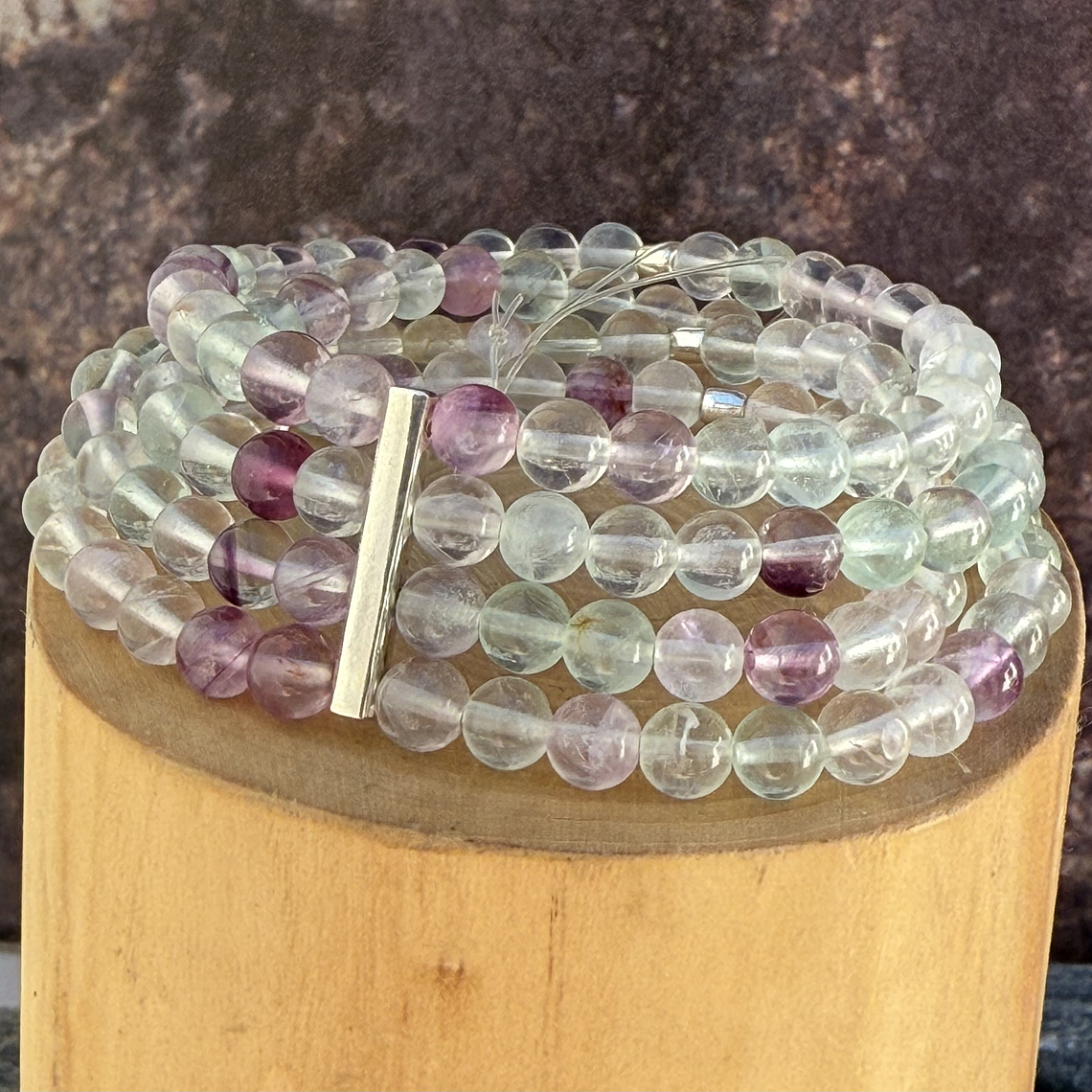 Pulsera Elástica de 4 Hileras de Piedras de 6mm Fluorita 1