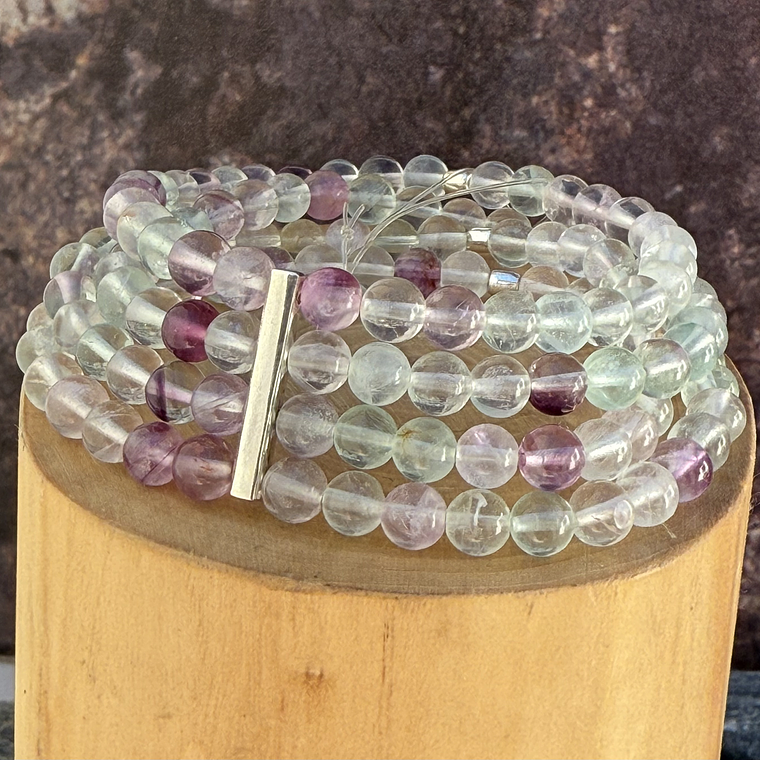 Pulsera Elástica de 4 Hileras de Piedras de 6mm Fluorita 1