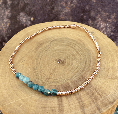 Pulsera Elástica de mostacillas de Cobre y Piedras