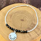 Pulsera elástica Gracias de plata 950 con mostacillas de Plata 1000 y Turmalina Negra - Miniatura 1