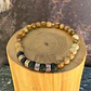 V Pulsera elástica con mostacillas de Cobre Martilladas y piedras de 6 mm - Miniatura 1