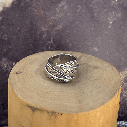 Anillo Pluma Ajustable de Plata 950
