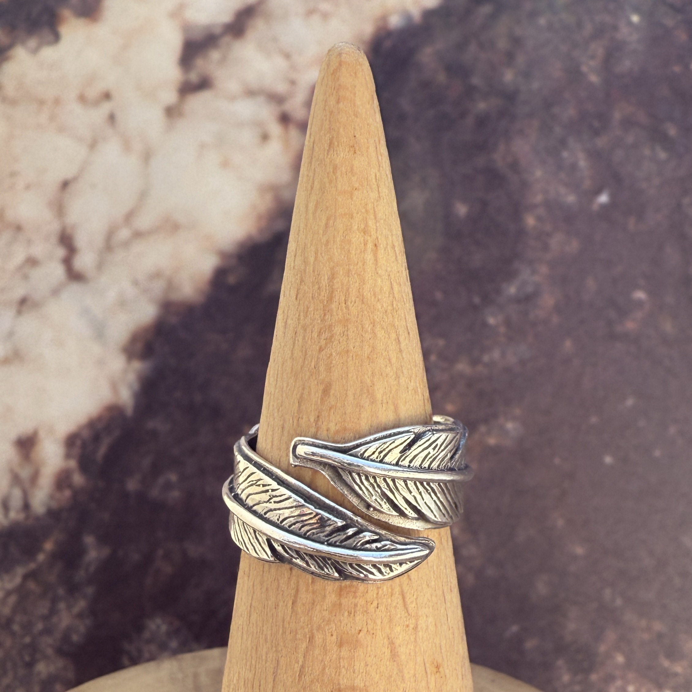 Anillo Pluma Ajustable de Plata 950 3